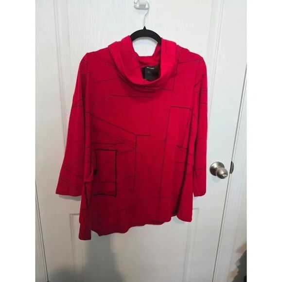 Ali Miles Red Blouse Large - Picture 1 of 9